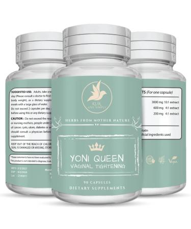 KUR Live Simply Yoni Queen Natural Vaginal Tightening Pills - 3 Months Supply 1 Bottle - High Potency 3800mg Vagina Tightening for Women Formula - 90 Veggie Capsules