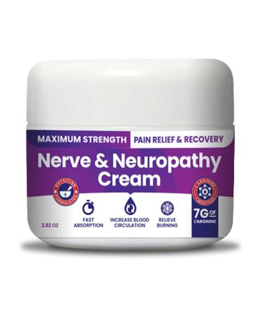 Nerve & Neuropathy Cream by NerveSpa - Maximum Strength Relief for Foot, Hands, Legs, Toes Includes 7grams of L’Arginine; Vitamin B6, Menthol, Aloe - improve blood circulation and Relieve pain -2.82oz