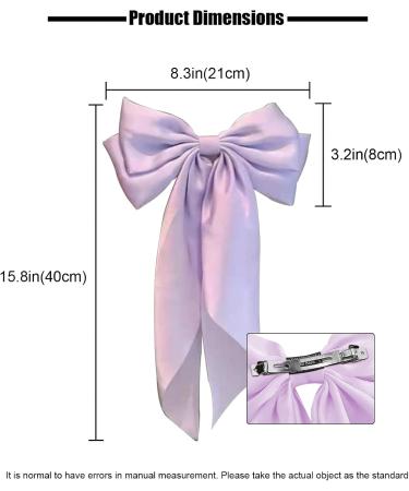 Big Bow Hair Clips for Women Bow Hair Clips Hair Slides Solid Color Bowknot Hairpin French Barrette with Satin Tail Large Bows for Women Girls Hair Scrunchies Accessories Purple - Buy Online on GoSupps.com