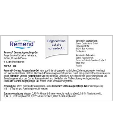 Remend Cornea Eye Care Gel - Regenerating Eye Drops for Dogs Cats Horses & Small Pets - 6 x 3 ml - Gentle Care for Corneal Damage - Buy Online on GoSupps.com