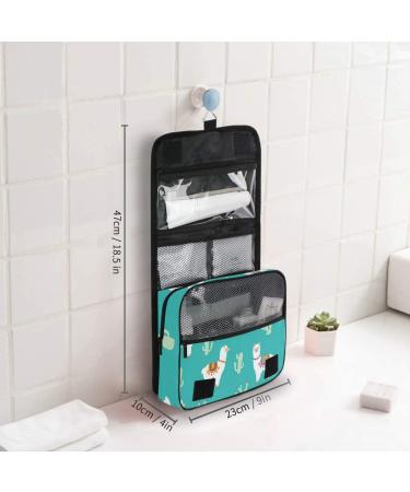 Hanging Travel Toiletry Bag Kit | Green Llama Alpaca And Cactus Organizer for Men Women - Buy Online on GoSupps.com