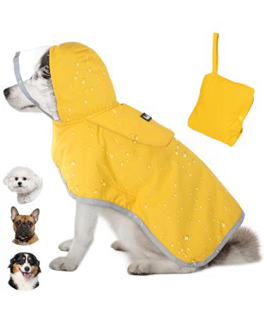 Eyin waterproof dog rain coat raincoat for medium dogs with soft lining and hood adjustable hundred jacket with reflective stripes for walks windproof and light l