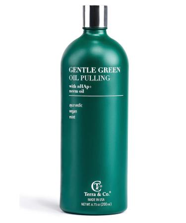Terra & Co. Gentle Ayurveda Oil Pulling for Teeth and Gums - Vegan Natural Mouthwash No Alcohol or Fluoride to Improve Oral Health - Made with Cold Pressed Plant Oils and Nano Hydroxyapatite - 200ml Green Oil Pulling