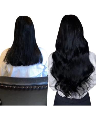 LAAVOO 18 Jet Black Clip-In Human Hair Extensions - 120g Double Weft Remy Hair - Buy Online on GoSupps.com