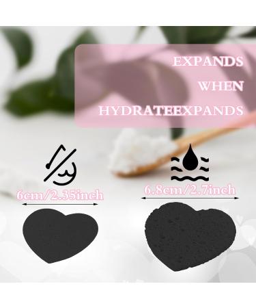 60 Black Compressed Heart Face Sponges | Reusable Makeup Cleansing & Peeling - Deep Clean & Remove Makeup - Buy Online on GoSupps.com