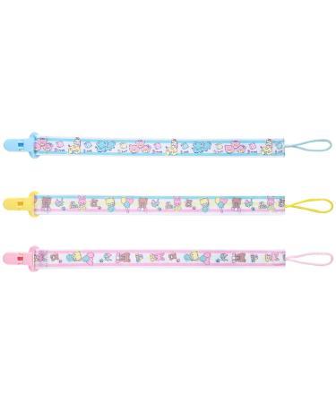 Littleforbig Adult Pacifier Clip Big Size Pacifier Holder Clips 3 Packs Little Cuties - Pink Yellow Blue