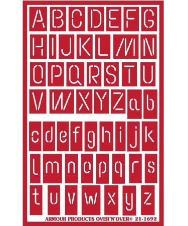 Armour Over n Over Reusable Glass Etching Stencil  ONO Neon Alphabet Sizes are approximate. Width x Height Narrowest Letter- 1/16." Wide Widest Letter- .75"" .All Capital Letters- .7