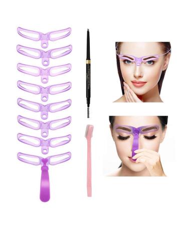 Eyebrow Stencil 12 Eyebrow Shaper Kit Reusable Eyebrow Template with Strap & Eyebrow Razor Washable for Beginners and Professionals with 1 Eyebrow Pencil (Eyebrow Stencils&Coffee Eyebrow Pencil)