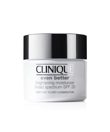 Clinique Even Better Brightening Daily Oil Free Moisturizer SPF 20 For Very Dry to Dry Combination Skin Types | Hydrating + Dark Spot Reducing 1.7 Fl Oz