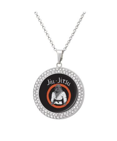 Gorilla is Jiu-Jitsu Fighter Diamond Necklace Alloy Cute Pendants Necklace Jewelry for Women Gift silver-style