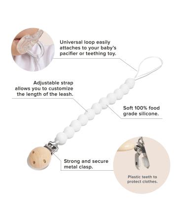 Premium Silicone Pacifier Clip - Safe Holder for Baby and Toddlers - Neutral White - Center Coast Collections - Buy Online on GoSupps.com