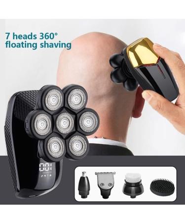 Buy Electric Razor for Men 5-in-1 Rechargeable Bald Head Shaver with 7 Floating Heads Beard & Nose Hair Trimmer and Facial Brush | International Shipping - Buy Online on GoSupps.com