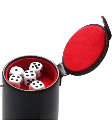 Leatherette Dice Cups with Lid - 2 Pack | Felt Lined Shaker for Yahtzee, Farkle, Craps | Includes 10 Dot Dices - Perfect for Bar Party Games - Buy Online on GoSupps.com