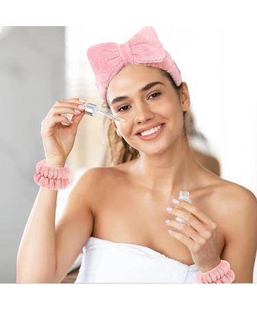 Microfiber Women's Headbands and Wristband Set for Face Washing and Makeup - Soft, Stretchy, and Durable - 9 PCS (Beige Pink White) - Buy Online on GoSupps.com