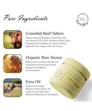 Simple Sophistication Talow | Emu & Honey Balms | Natural Skincare with Vitamin C CoQ10 Resveratrol & Antioxidants for Healthy Youthful Skin - Buy Online on GoSupps.com