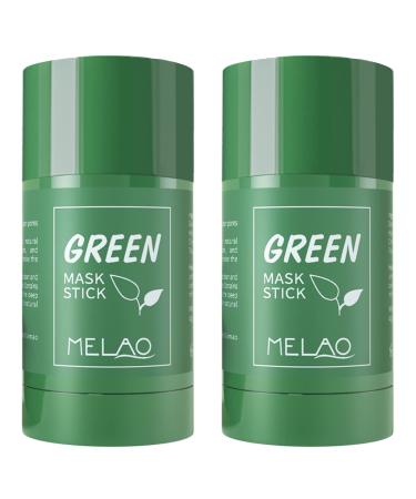 Green Tea Mask Stick for Face, Poreless Deep Cleanse Mask Stick, Blackhead Remover with Green Tea Extract, Deep Pore Cleansing, Moisturizing & Oil Control Green Clay Mask for All Skin Types Men and Women(2PCS)