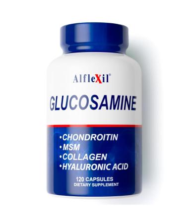 ALFA VITAMINS ALFLEXIL Glucosamine, Chondroitin & Collagen Supplement, Gluten Free, Supports Joints, Bones & Knees, Includes MSM & Hyaluronic Acid for Mobility & Joint Health, 120 Capsules