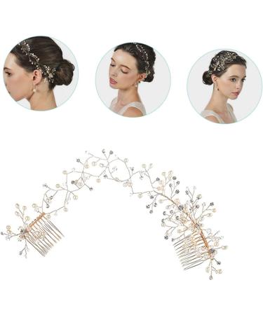 Housoutil Crystal Double Hair Comb Bridal Hair Vine Accessories Black Hair Bow Hair Comb Accessory Hair Jewelry for Wedding Childrens Crown Classic Bride Headgear Alloy - Buy Online on GoSupps.com