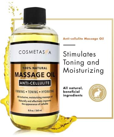 Cellulite Massage Oil & Massager | 100% Natural Treatment for Firm, Toned, & Moisturized Skin | Breaks Down Fat Tissue | Cosmetasa 8.8 Fl Oz - Buy Online on GoSupps.com