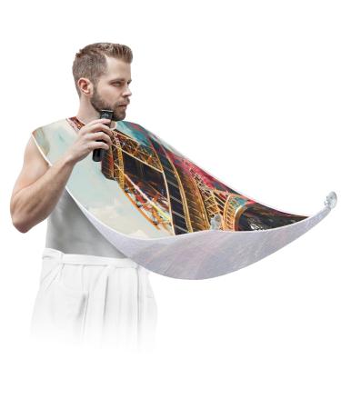 Beard Bib Apron Beard Hair Catcher for Men Shaving Fathers Day Christmas Gifts for Dad Beard Bib Landscape Paris Tower