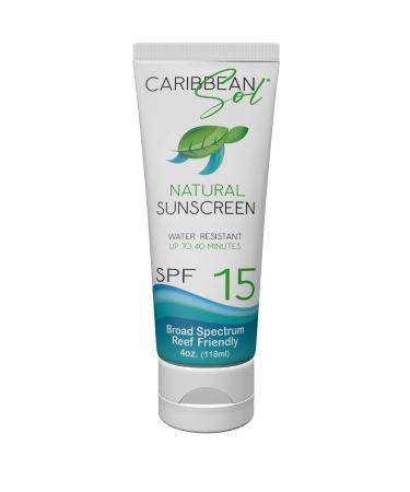 Caribbean Sol - Sol Guard Natural Sunscreen with Non-nano Zinc Oxide - Biodegradable Broad Spectrum Travel Size Reef Safe Sunscreen Moisturizer Sun Cream SPF 15  4oz.