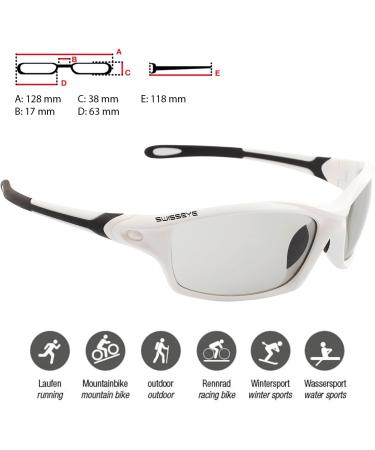 Swisseye Grip Sports Glasses - 100% UVA/UVB/UVC Protection Adjustable Nose TR90 Material Microfiber Bag - Classic White Shiny/Black - Buy Online on GoSupps.com