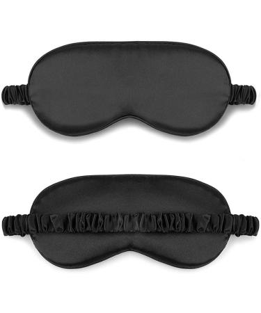 Silk Sleep Mask for Men and Women - Soft & Comfortable Night Eye Mask - Breathable & Lightweight - Perfect for Sleeping & Travel - Black - Buy Online on GoSupps.com