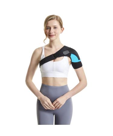 Shoulder Brace Pain Relief Rotator Cuff Adjustable Fit Sleeve Wrap Dislocation Stability Recovery Support Shoulder Pads Brace for Men Women blue