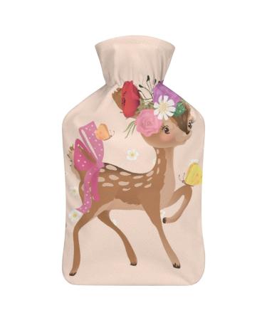 Deer Hot Water Bottle With Cover Plush Bed Bottle Hand Warmer For Adults And Children 26.5X15.3cm