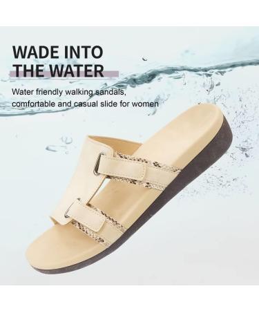 MEGNYA Women's Arch Support Sandals for Plantar Fasciitis - Adjustable Straps, Khaki (Size 10 W) - Buy Online on GoSupps.com