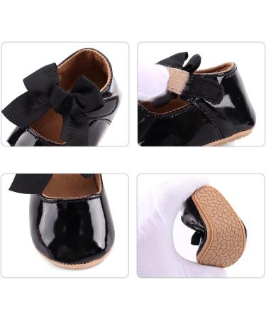 LACOFIA Baby Girls Anti-Slip First Walking Shoes - Infant Bowknot Mary Jane Princess Party Shoes - Size 3-6 Months - Black - Buy Online on GoSupps.com