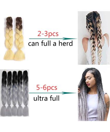 Showjarlly Jumbo Braid Art Hair Extensions - 24 Inch Ombre Kanekalon Braids for Crochet & Box Braids - Dark Green/Yellow Green (5 Pack) - Buy Online on GoSupps.com