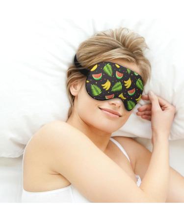 Watermelon Banana and Palm Sleep Mask: Adjustable Eye Cover for Sleeping, Blocking Light - Men's and Women's Night Travel Nap Companion - Buy Online on GoSupps.com