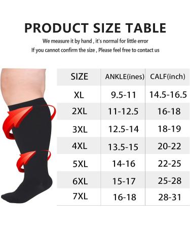 Ywam Compression Stockings for Men & Women | 20-32 mmHg Support Socks for Sport Travel & Flight - 4XL Black - Buy Online on GoSupps.com
