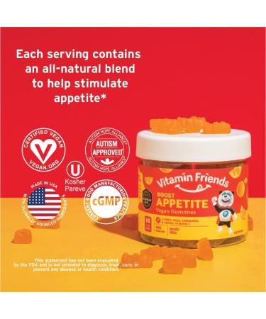 Vitamin Friends Vegan Kids Appetite Stimulant & Weight Gainer Gummies - 60ct Orange Flavor - Buy Online on GoSupps.com