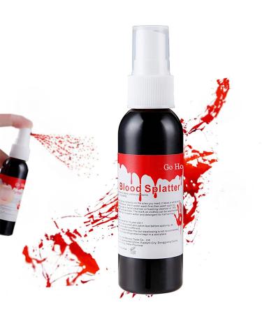 Go Ho Fake Blood Makeup Spray 2.1Oz(60ml),Halloween Realistic Fake Blood for Clothes,Blood Splatter for Zombie Monster Vampire Clown Costume Cosplay Makeup,1PC
