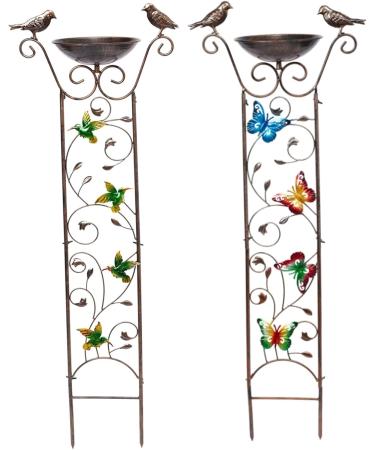 2-in-1 Metal Bird Water Dispenser & Feeder - Retro Garden Decor for Outdoors - Buy Online on GoSupps.com