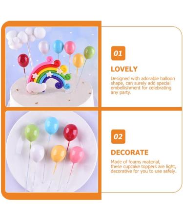 jojofuny 12 Pcs Cake Picks Balloon Cupcakes Mini Colorful Balloon Cake Picks Foam Ball Cupcakes for Birthday Parties Weddings Baby Showers - Buy Online on GoSupps.com