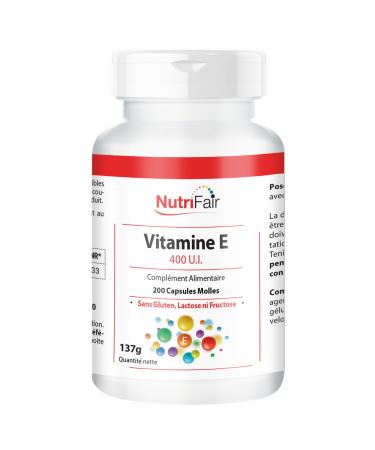 Vitamin E 400 I.U. - with 268mg of vitamin E per capsule - 200 soft capsules - high dosed - German production & laboratory te