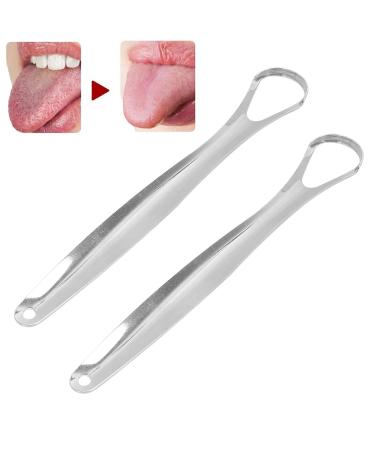 2PC Stainless Steel Tongue Scrapers for Adults - Portable & Reusable Oral Health Cleaning Tool - Buy Online on GoSupps.com