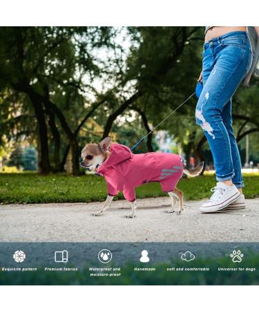 Adjustable Waterproof Dog Raincoat - Reflective Jacket for Small to Medium Dogs (L Rose) | Outdoor Rain Jacket with Legs - Buy Online on GoSupps.com