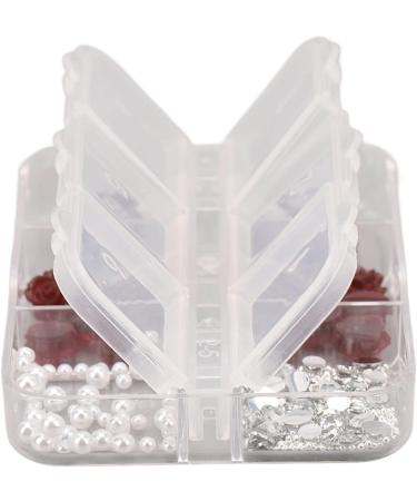 Nail Art Rhinestones Kit Dark Red Butterfly Nail Charms Glittering 3D Flower Portable Nail Charms Vintage Nail Charms Kit Transparent with 6 Grid Storage Box - Buy Online on GoSupps.com