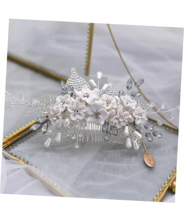 DOITOOL 1pc Bridal Headwear Womens Hair Clips White Rhinestones Wedding Hair Comb Flower Hair Comb Bride Hair Clip Womens Hair Accessories Tiara Miss Crystal Pearl The Flowers Hairpin - Buy Online on GoSupps.com