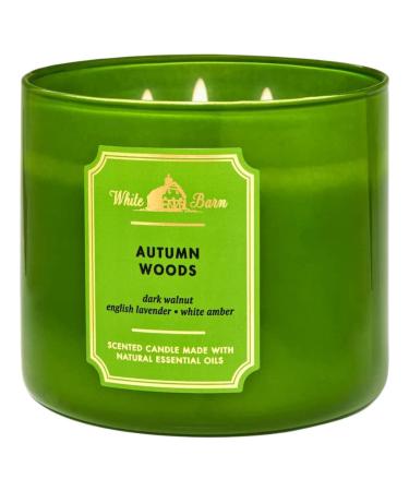 Bath & Body Works White Barn 3-Wick Candle w/Essential Oils - 14.5 oz - New Core Scents! (Autumn Woods)