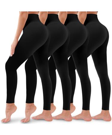 4 Pack Leggings for Women Butt Lift High Waisted Tummy Control No See-Through Yoga Pants Workout Running Leggings 01-assort01 Small-Medium