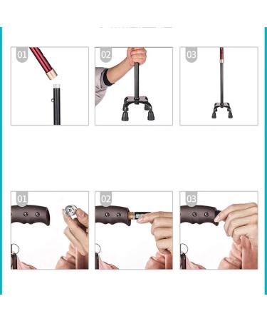 Cane Elderly Crutches Aluminum Alloy Walking Stick with Light 10-Speed Expansion One Foot Four feet Big Four Foot Base Interchange 74-97.3 cm Long Elderly Supplies Interesting - Buy Online on GoSupps.com