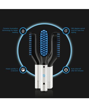 3-in-1 Beard Straightener Brush with Balm & Growth Oil | Perfect Gift for Men & Women - Buy Online on GoSupps.com
