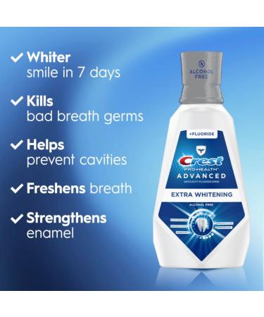 Crest Pro-Health Advanced Mouthwash, Alcohol Free, Extra Whitening, Energizing Mint Flavor, 946 mL (32 fl oz) - Buy Online on GoSupps.com