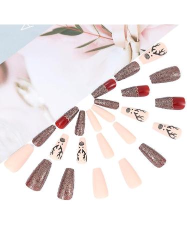 Christmas False Nails Snowflake Press on Nails Elk Stick on Nails Red Long Fake Nails Full Cover Nails Tips 24pcs for Women and Girls With solid glue nail lamp (Size : 4) - Buy Online on GoSupps.com