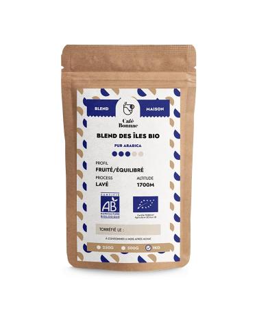 Caf Bonnac Caf En Grain Blend Des les 1kg | 100% Arabica | Notes De Vanille Cacao Et Fruits Tropicaux | Torr faction Artisanale | Id al Machine Grain 1 1 kg (Lot de 1)